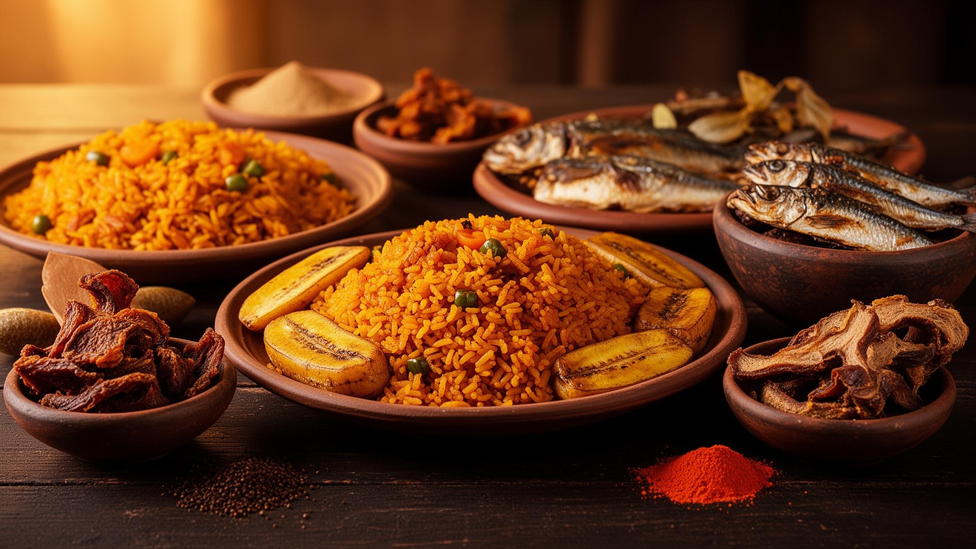 A spread of authentic African food